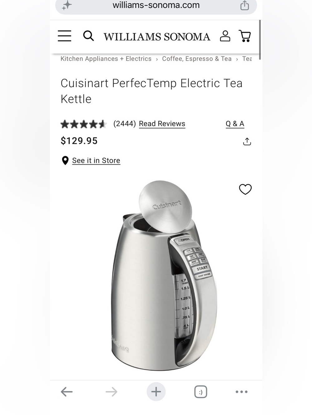 New in Box Cuisinart PerfecTemp Electric Tea Kettle